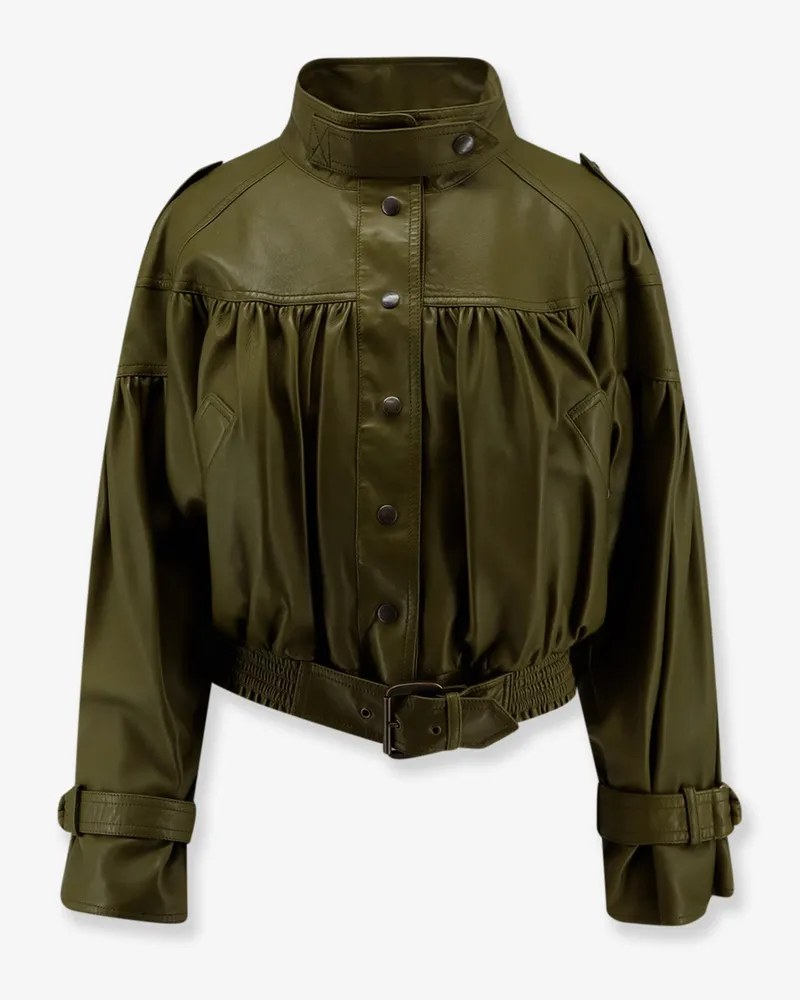 Chloé Crop fit leather jacket -  - gender_Woman Green