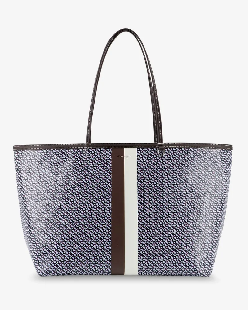Tory Burch The Racer Tote shoulder bag in coated canvas with all-over logo -  - gender_Woman Blue