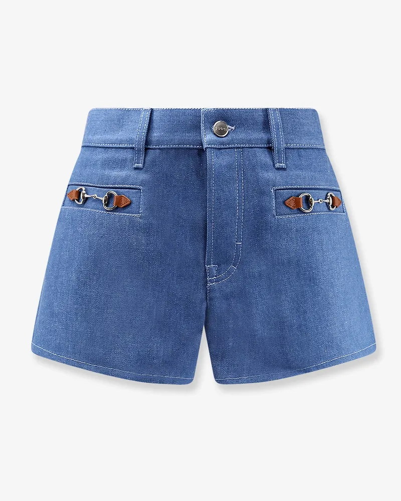 Gucci Cotton shorts with frontal iconic Horsebits -  - gender_Woman Blue