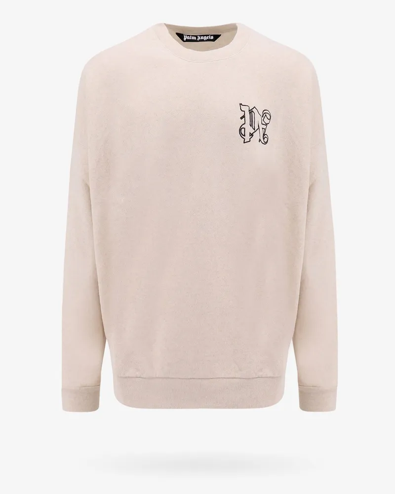 Palm Angels Linen and cotton sweatshirt with embroidered monogram -  - gender_Man Beige