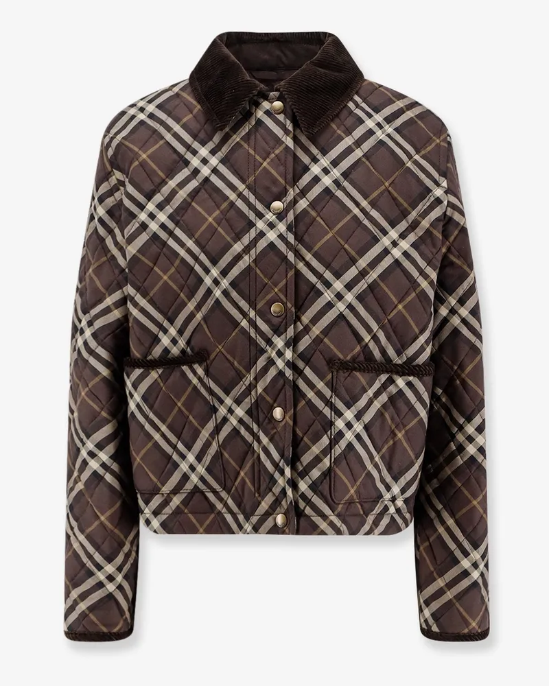 Burberry Padded cotton jacket with check pattern -  - gender_Woman Brown