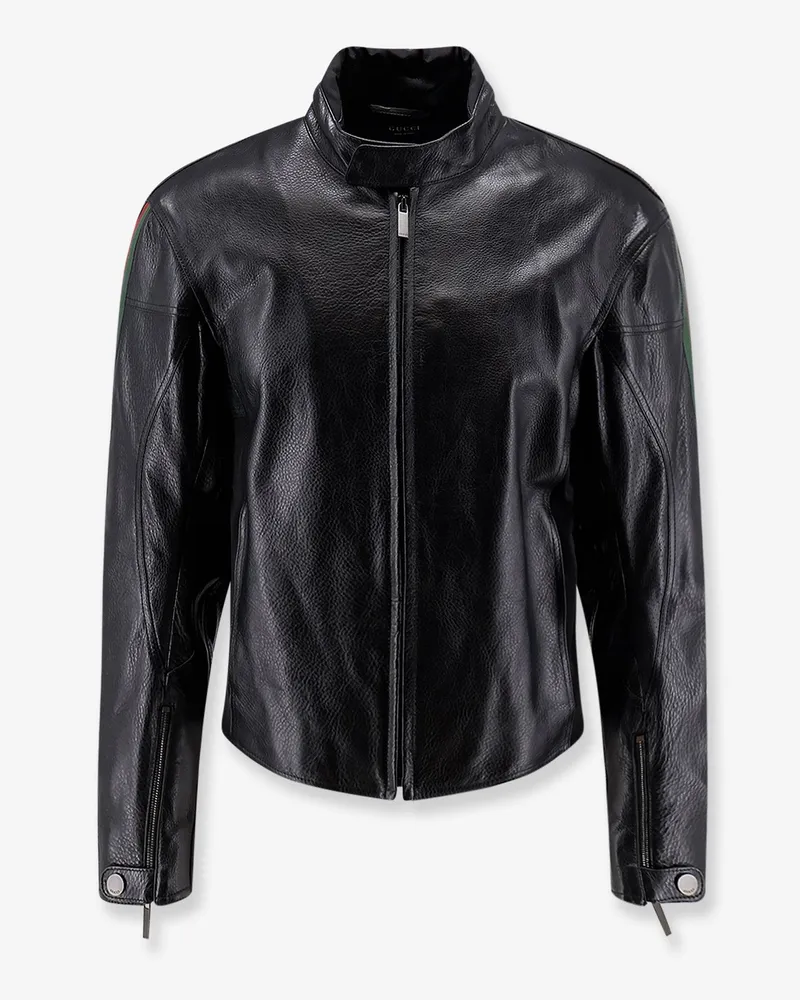 Gucci Leather bomber with Web details -  - gender_Man Black