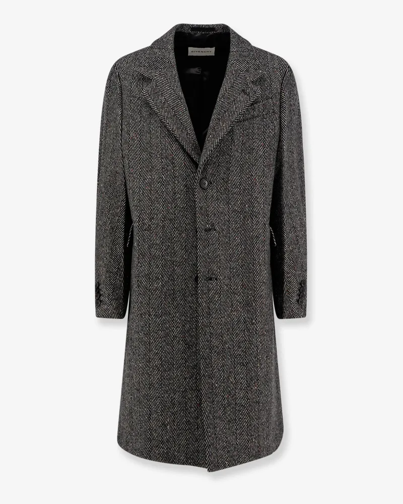 Givenchy Wool blend coat with herringbone motif -  - gender_Man Grey