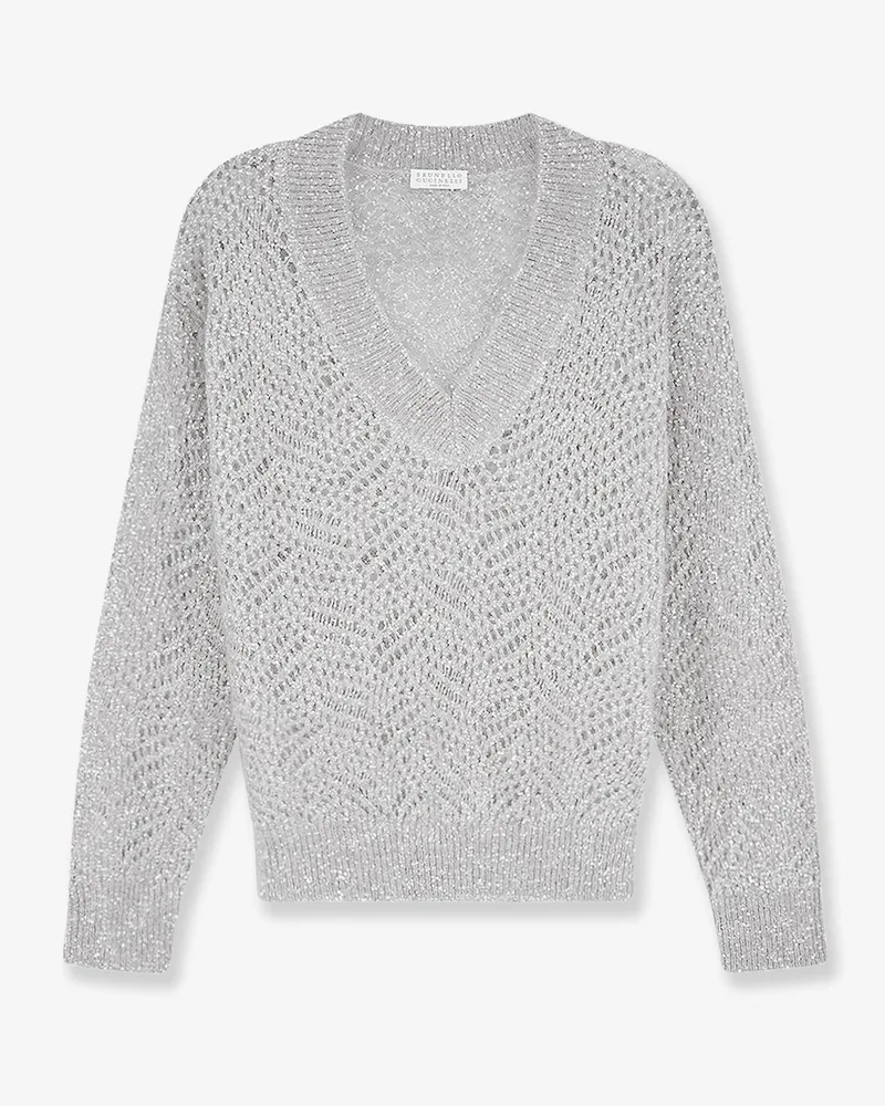 Brunello Cucinelli Mohair blend sweater with Dazzling pattern -  - gender_Woman Grey