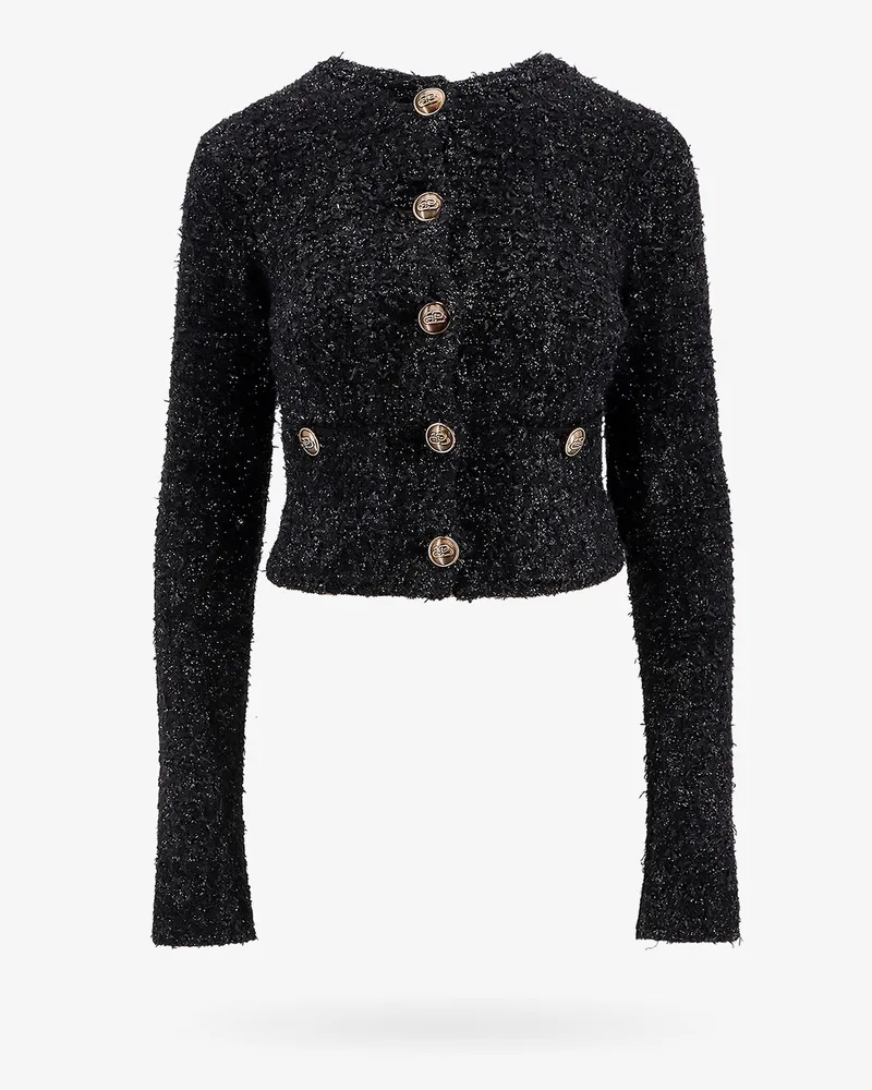 Balenciaga Cotton tweed knitted cropped cardigan -  - gender_Woman Black
