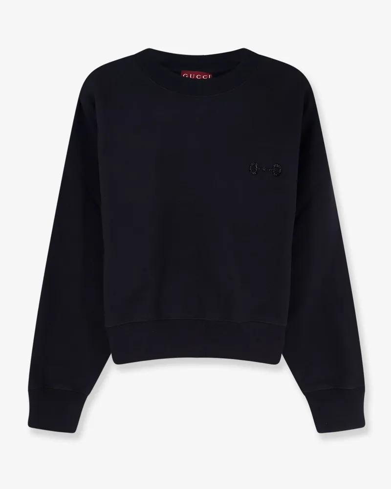 Gucci Cotton sweatshirt with beaded Horsebit detail -  - gender_Woman Black