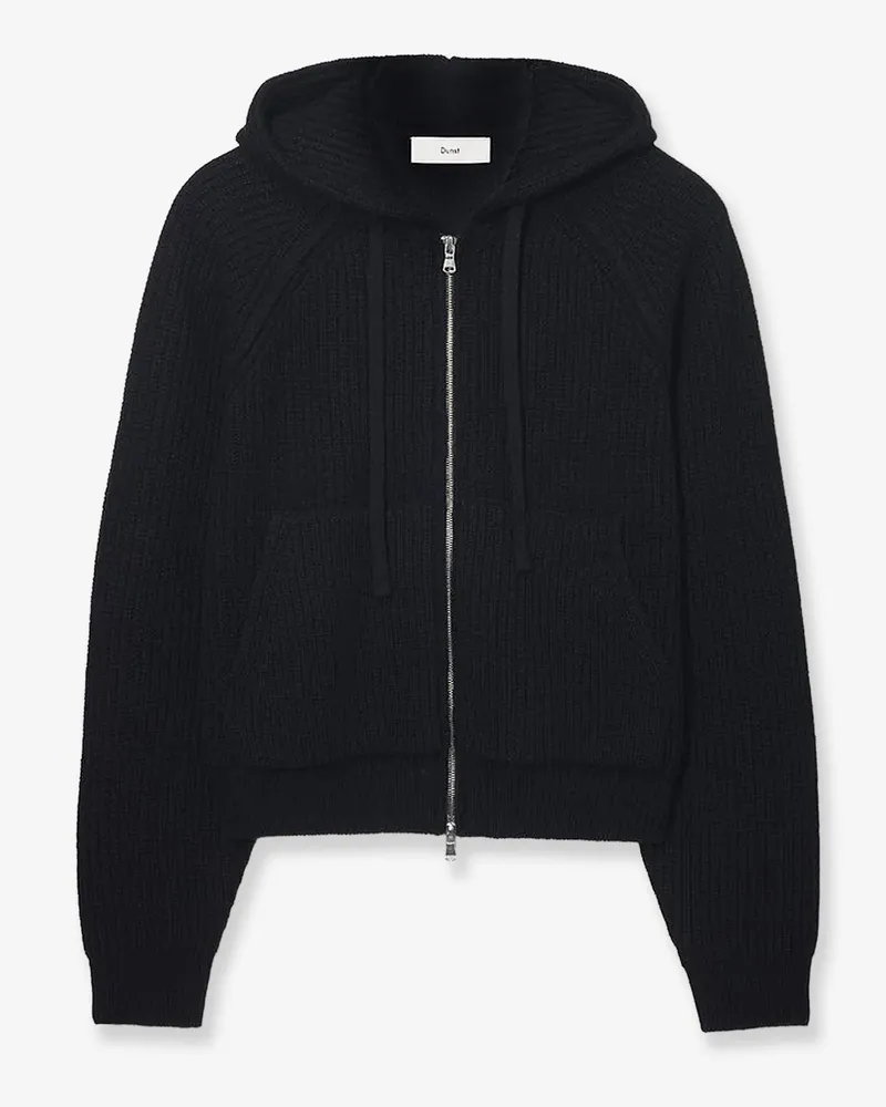 Dunst Unisex wool blend hooded cardigan -  - gender_Man Black