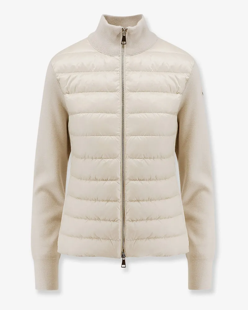 Moncler Nylon down jacket with virgin wool inserts -  - gender_Woman White
