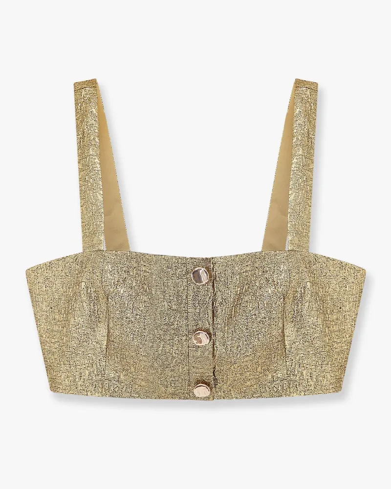 Self-Portrait Gold metallic fabric top -  - gender_Woman Gold