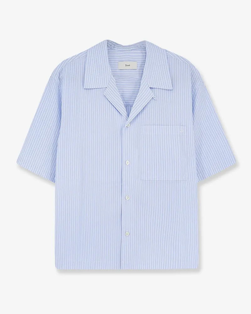 Dunst Cotton blend shirt with striped pattern -  - gender_Man Blue
