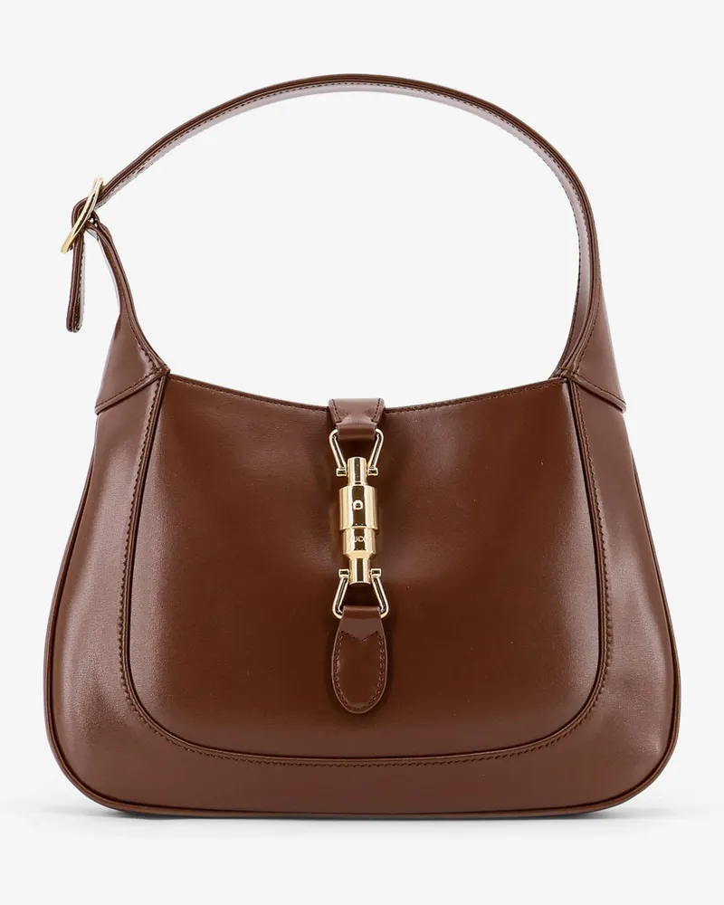 Gucci Leather shoulder bag with metal details -  - gender_Woman Brown