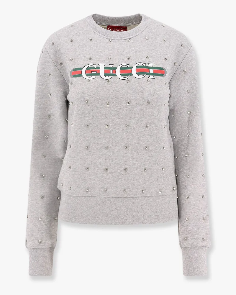 Gucci Cotton sweatshirt with all-over rhinestones -  - gender_Woman Grey