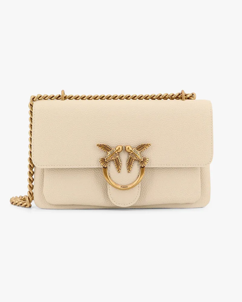 Pinko Leather shoulder bag with metal love birds buckle -  - gender_Woman White