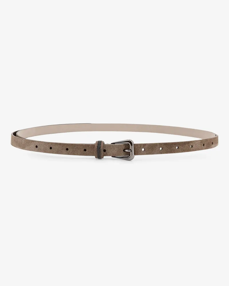 Brunello Cucinelli Suede belt with Monili details -  - gender_Woman Beige