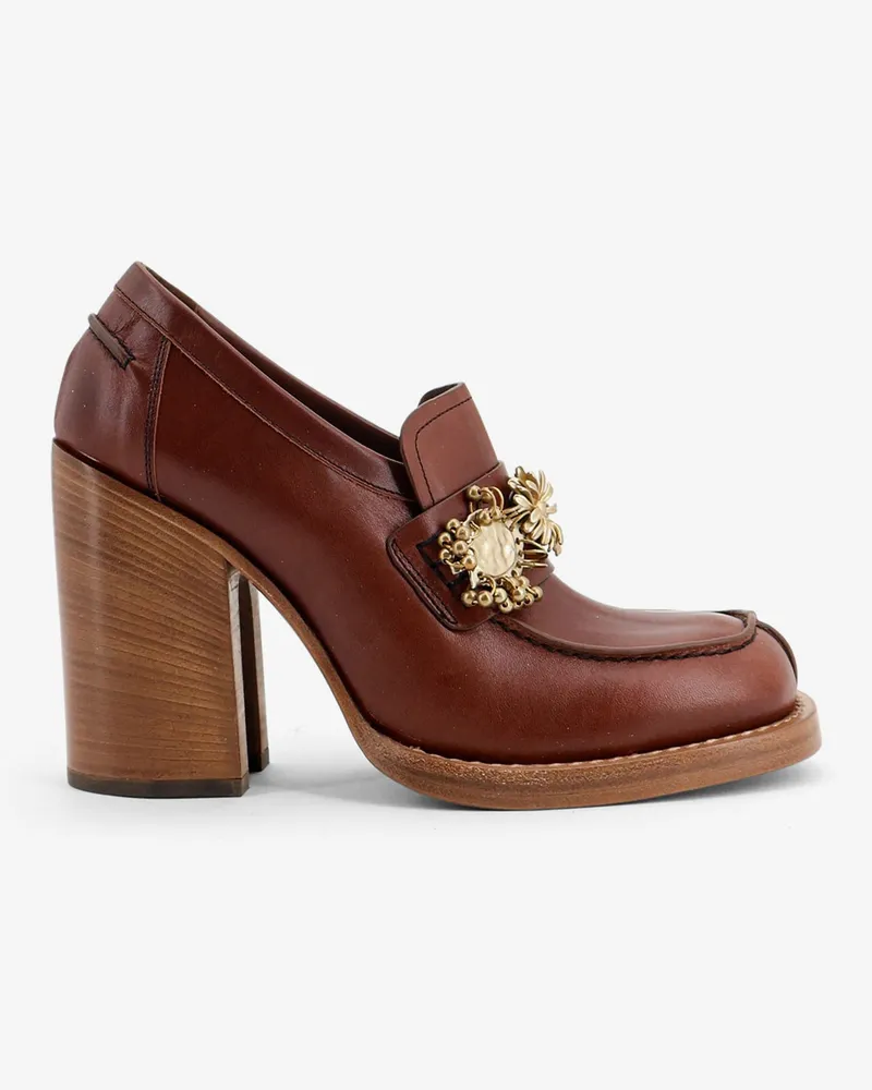 Dries van Noten Leather Loafers with hells -  - gender_Woman Brown