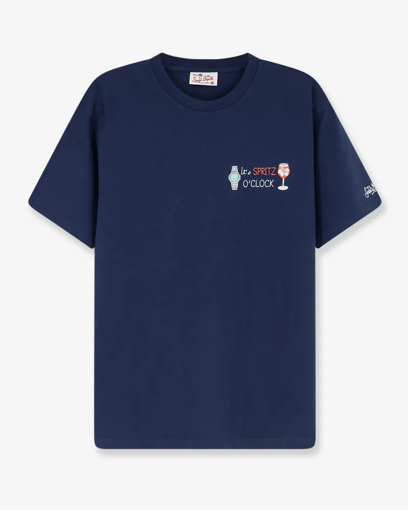 MC2 Saint Barth Portofino cotton T-shirt with embroidered logo on the front -  - gender_Man Blue