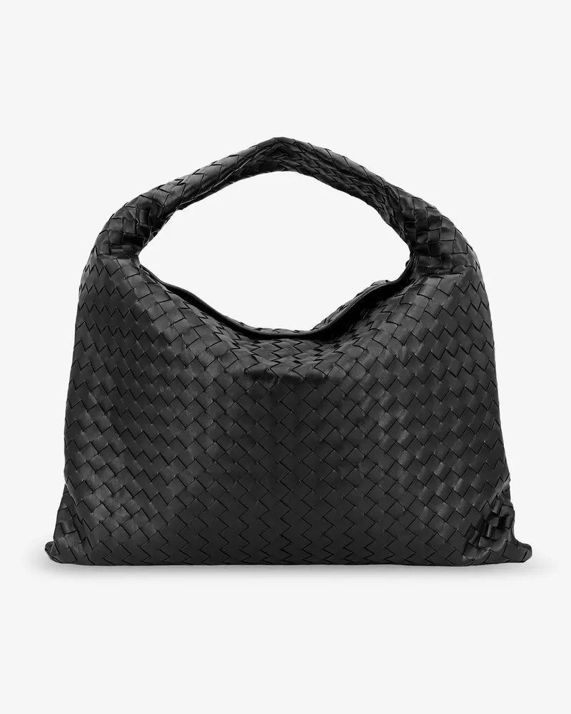 Bottega Veneta Hop Hobo Leather Shoulder Bag with Intreccio Pattern -  - gender_Woman Black