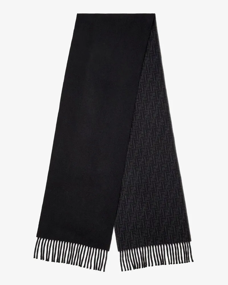 Fendi Black FF Zucca Double-faced wool and cashmere scarf -  - gender_Man Black