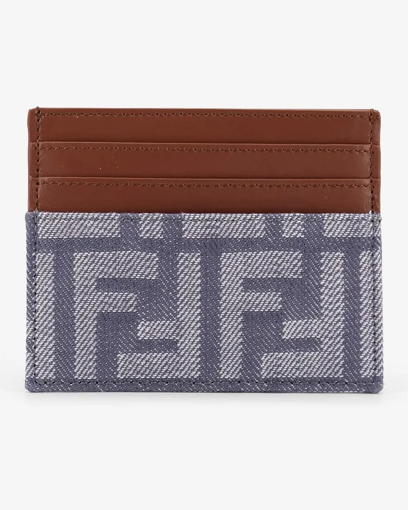 Fendi Leather and FF jacquard fabric cardholder -  - gender_Woman Blue