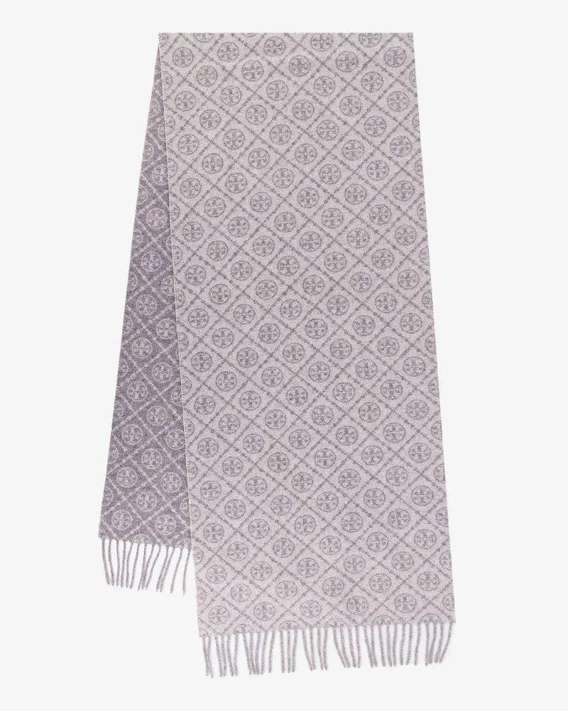 Tory Burch Wool and cashmere T Monogram Oblong scarf -  - gender_Woman Grey