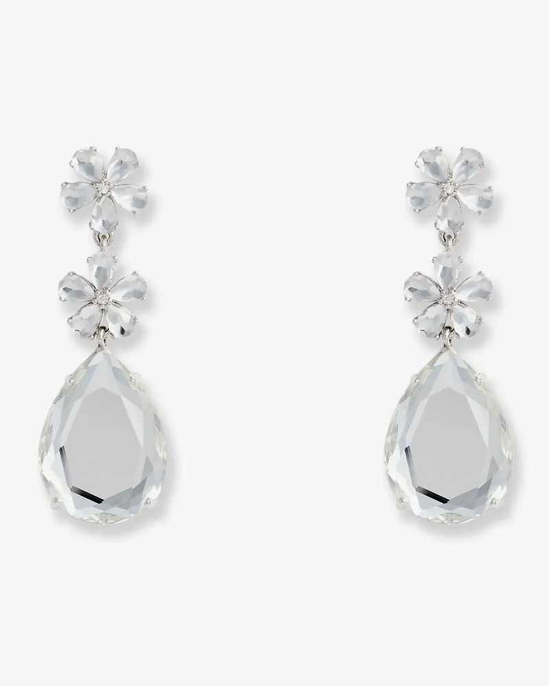 Self-Portrait Crystal Flower Tiered Earrings -  - gender_Woman Silver