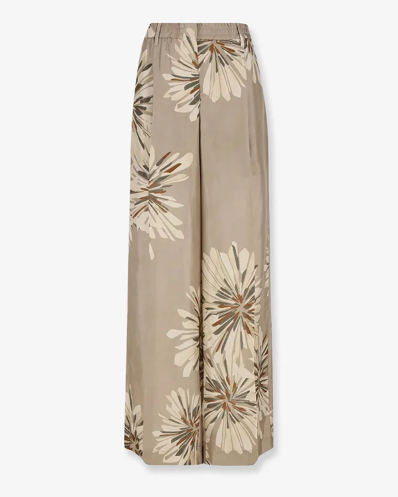 Brunello Cucinelli Printed silk trousers -  - gender_Woman Beige
