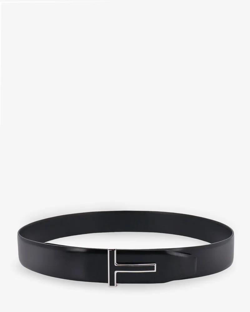 Tom Ford Leather belt with enameled logo -  - gender_Man Black