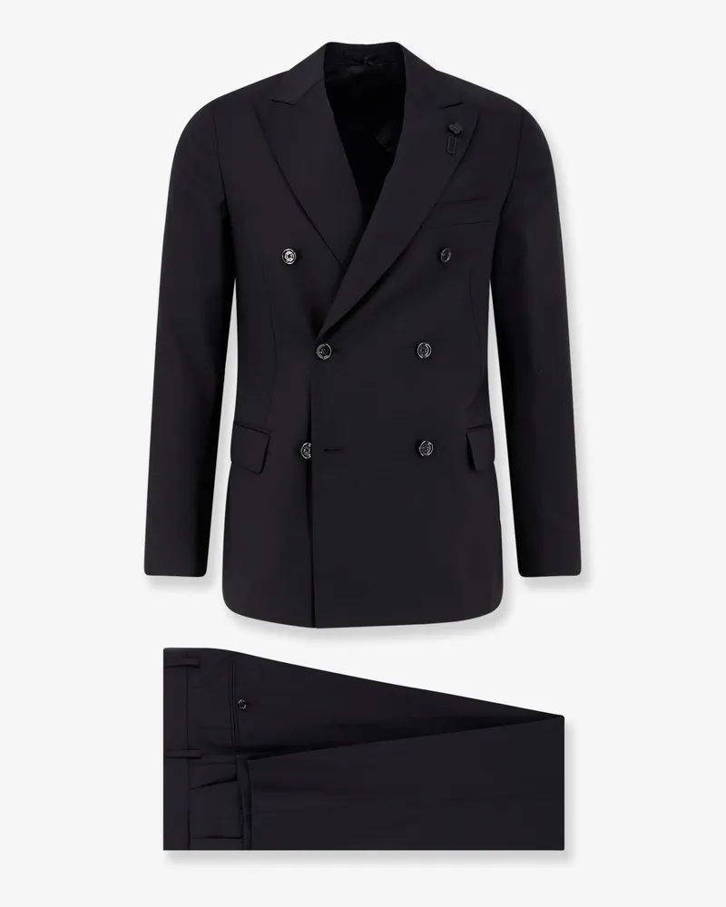 LARDINI Iconic double-breasted pure virgin wool suit -  - gender_Man Black