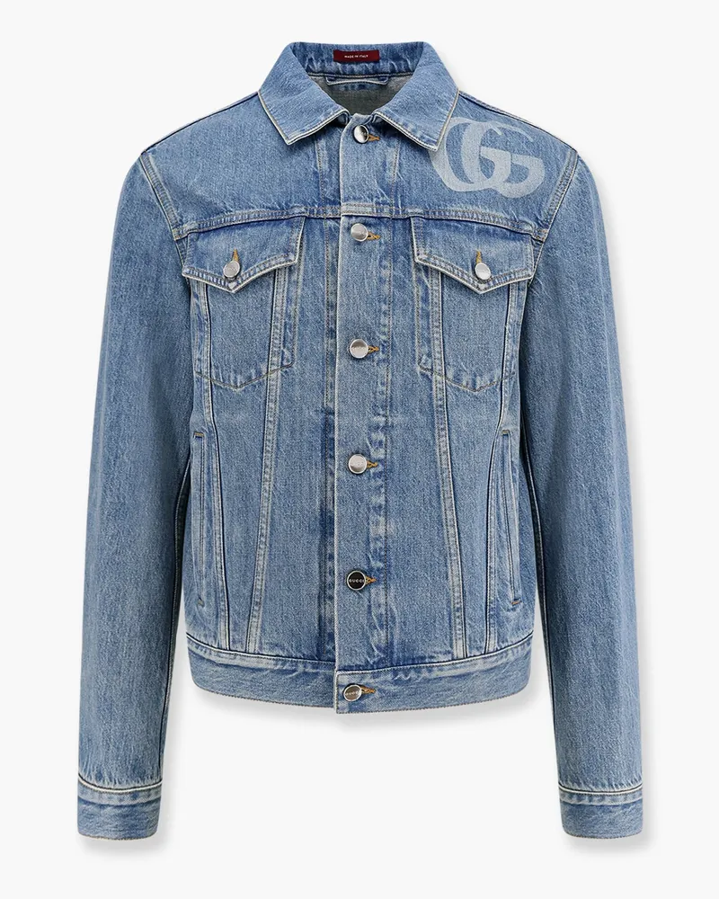 Gucci Denim jacket with lasered double g -  - gender_Man Blue