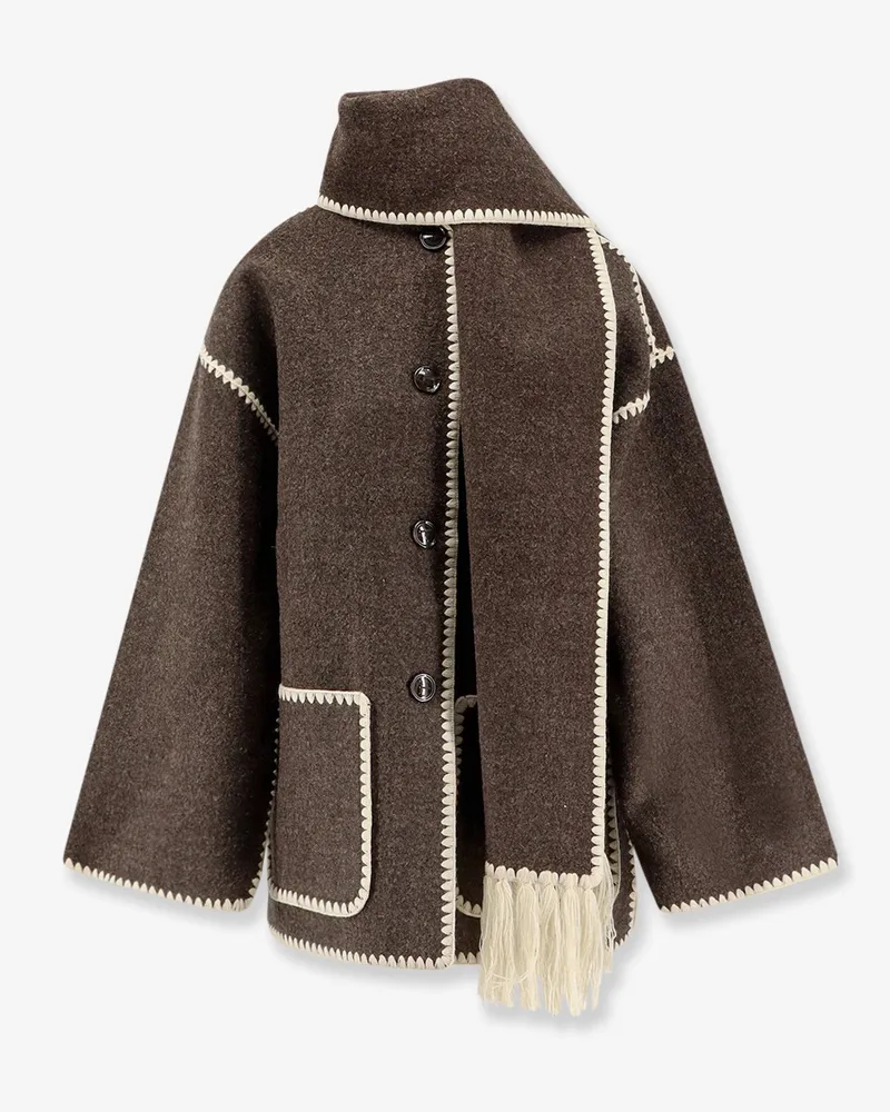 Totême Embroidered Scarf wool blend Jacket -  - gender_Woman Brown
