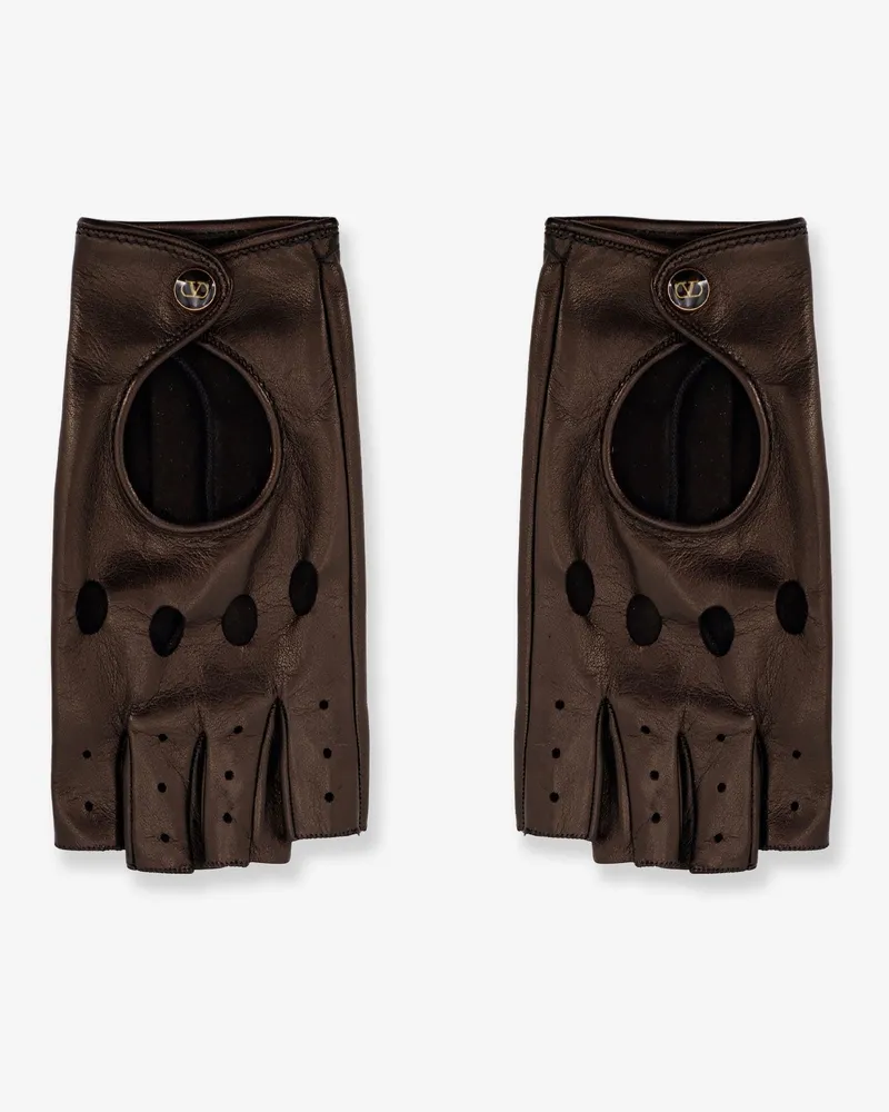 Valentino Garavani Leather gloves -  - gender_Woman Brown