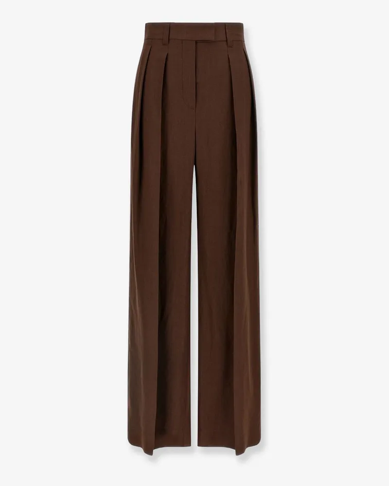 Brunello Cucinelli Viscose and linen trousers -  - gender_Woman Brown