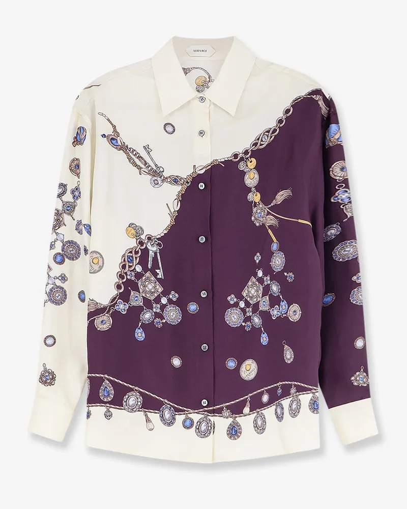 Versace Printed silk twill shirt -  - gender_Woman Purple