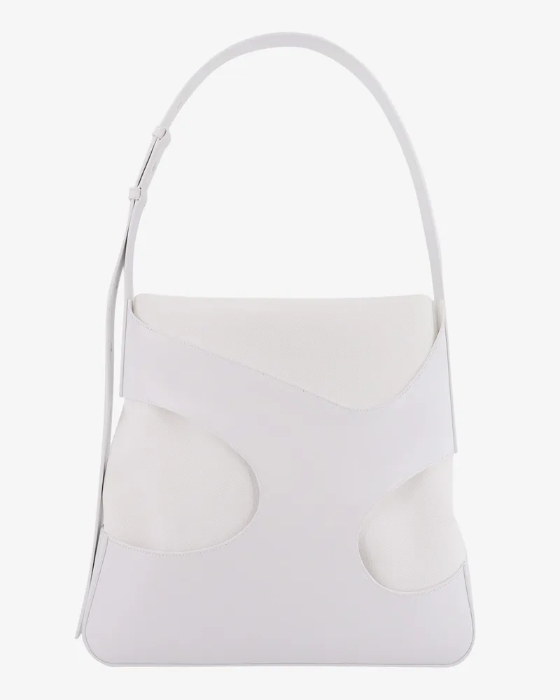 Ferragamo Shoulder bag in leather and canvas with cut-out details -  - gender_Man White