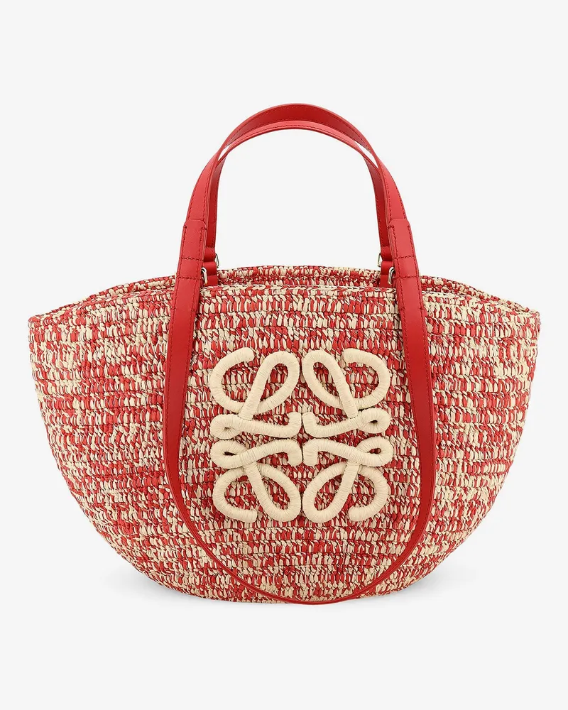 Loewe Paula's Ibiza -Medium Eclipse raffia and leather shoulder bag with 3D Anagram logo -  - gender_Woman Red