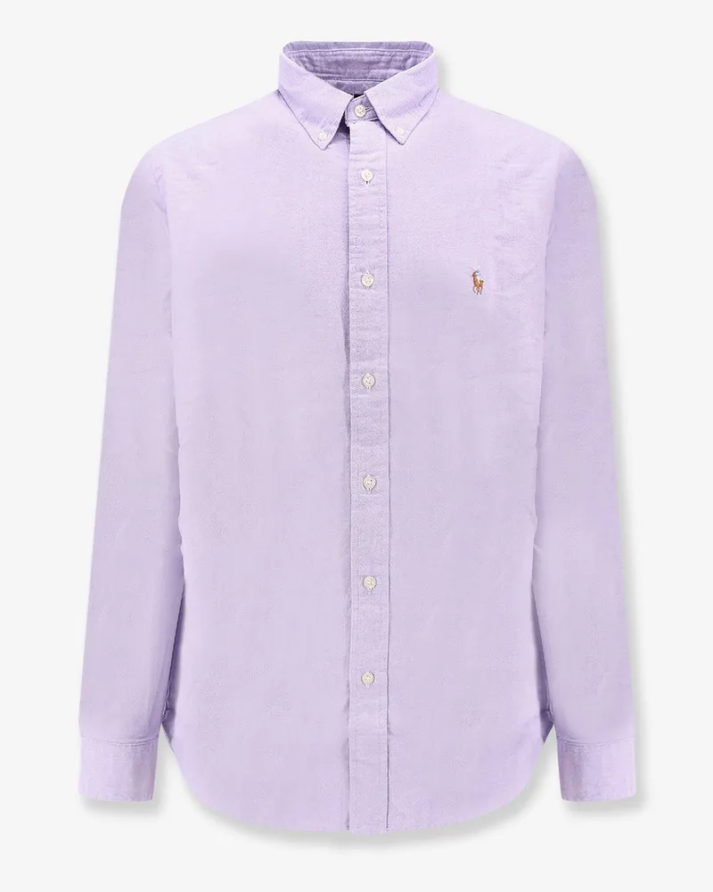 Ralph Lauren Cotton shirt with multicolor logo embroidery -  - gender_Man Purple