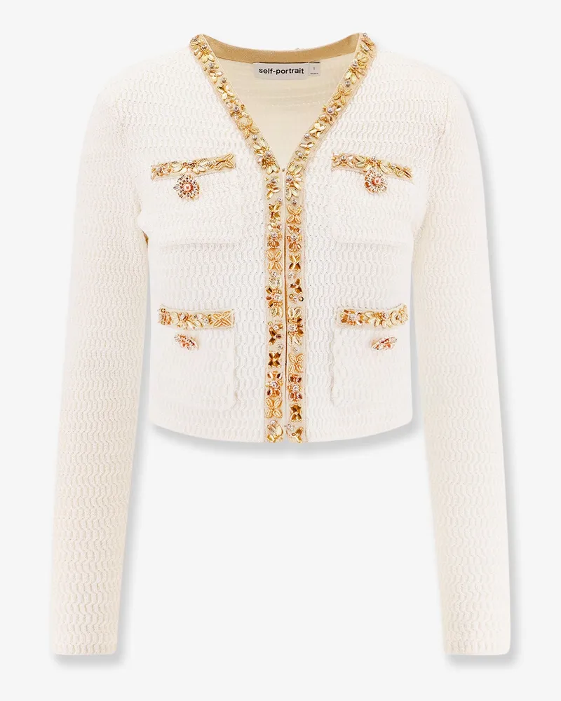 Self-Portrait Cardigan with rhinestones profiles -  - gender_Woman Beige