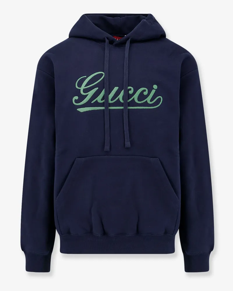 Gucci Cotton sweatshirt with  embroidery on the front - GUCCI - gender_Man Blue