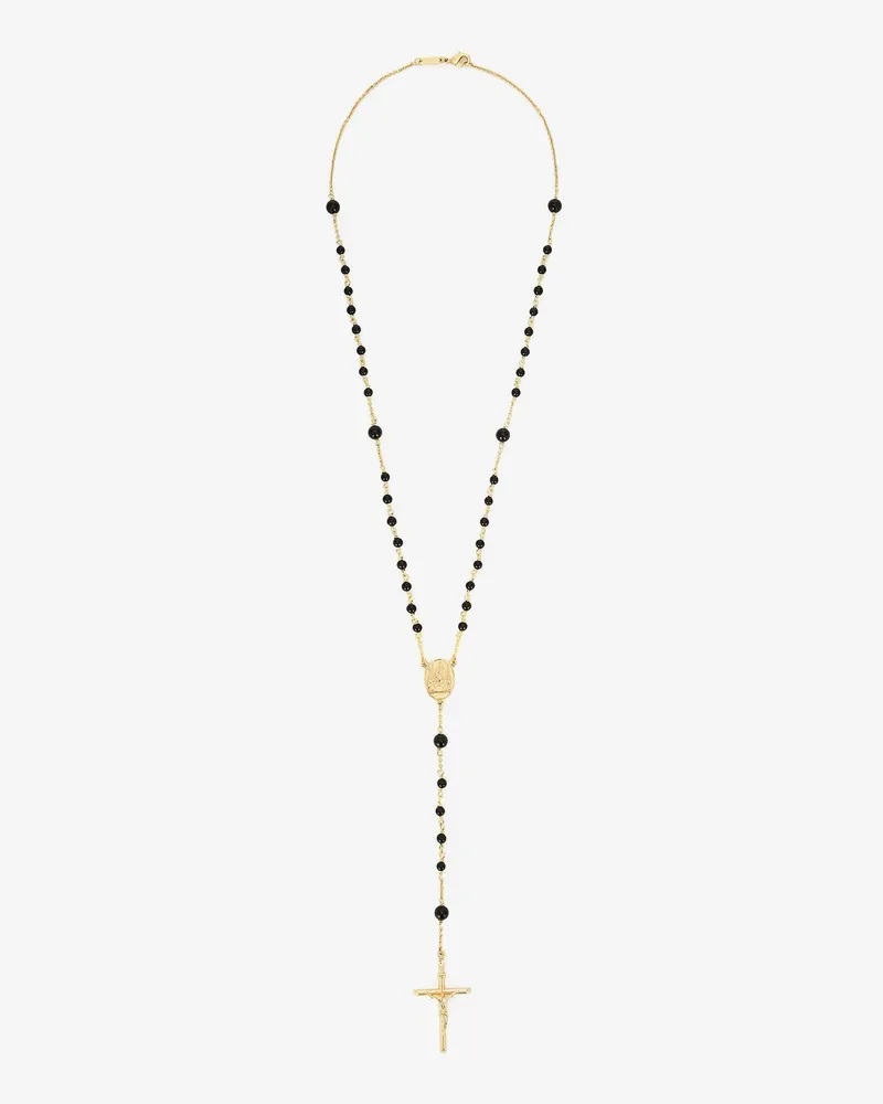 Dolce & Gabbana Gold brass rosary with natural stones -  - gender_Man Gold