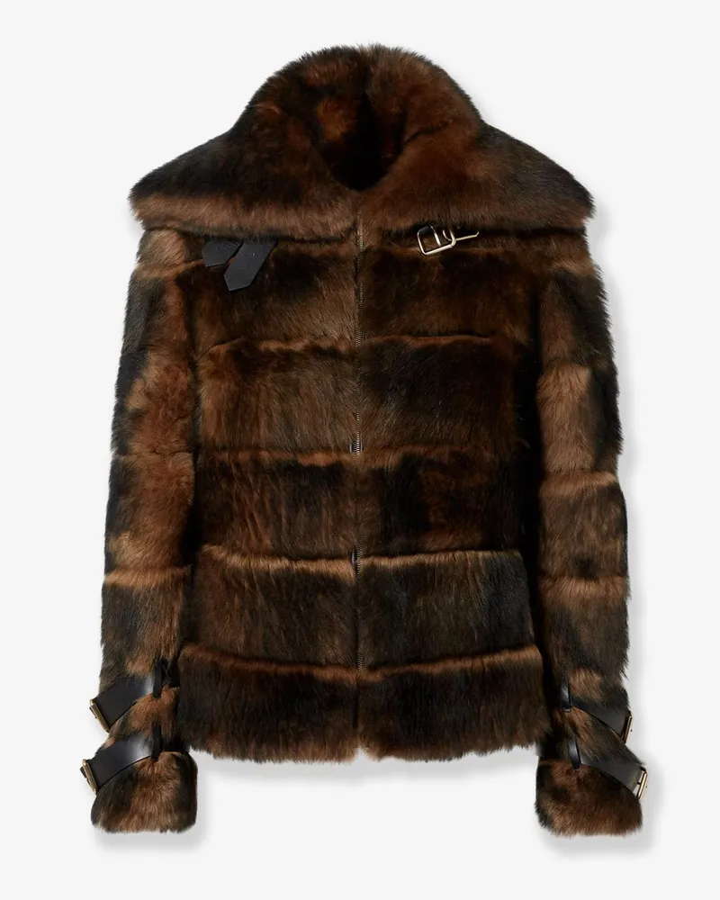 Fendi Brown backed sheepskin and nappa jacket -  - gender_Woman Brown