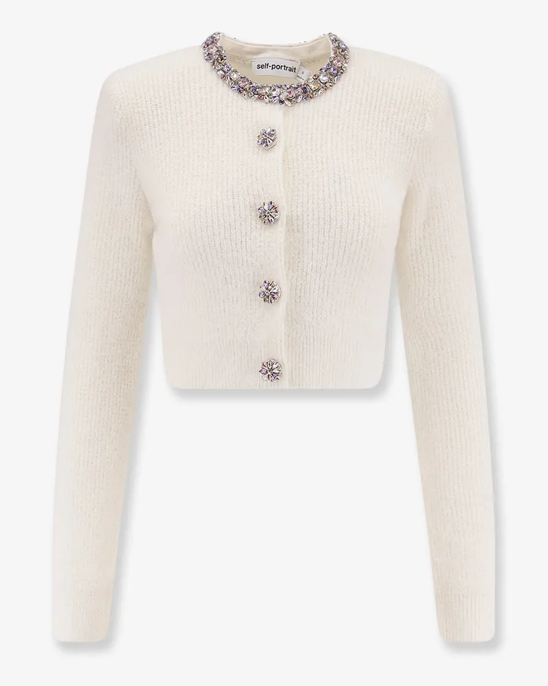 Self-Portrait Alpaca blend cardigan with rhinestones -  - gender_Woman White