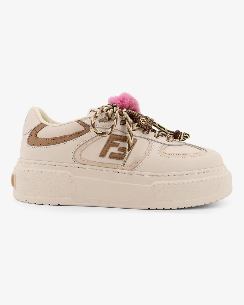 Fendi Match leather platform sneakers with charms - FENDI - gender_Woman White