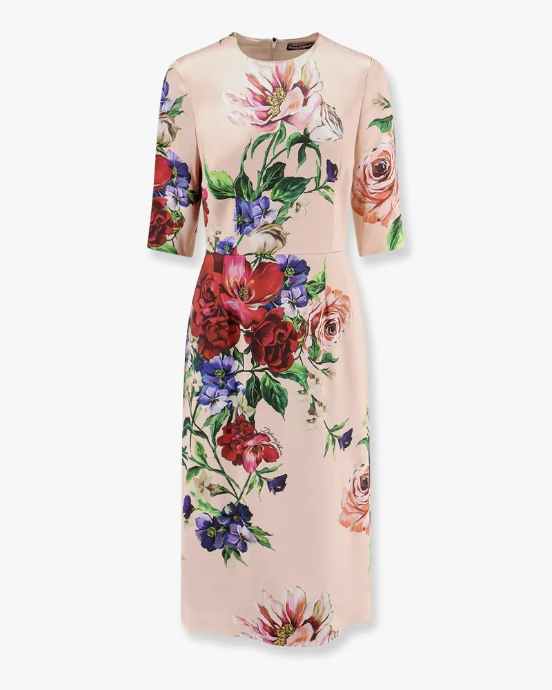 Dolce & Gabbana Satin dress with iconic floral print -  - gender_Woman Pink