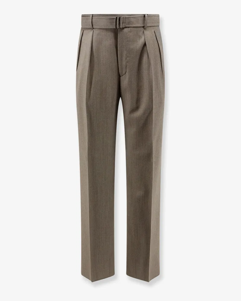 Tagliatore Nevil virgin wool trousers with belt -  - gender_Man Beige