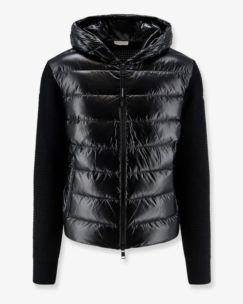 Moncler Nylon jacket with wool and cashmere blend sleeves -  - gender_Man Black