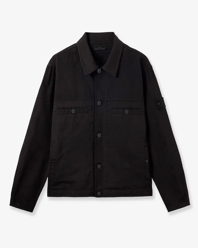 Stone Island Raw Hand Wool Cotton Gabardine-TC S.I: Ghost wool and cotton blend jacket -  - gender_Man Black