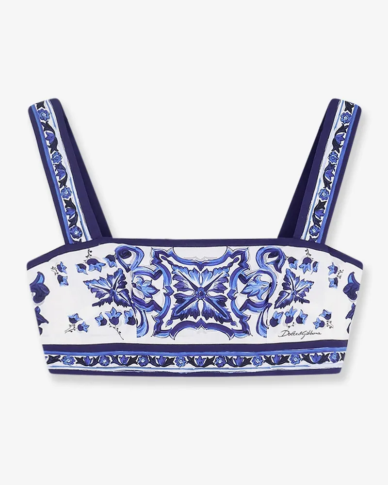 Dolce & Gabbana Cotton top with Maiolica print -  - gender_Woman Blue