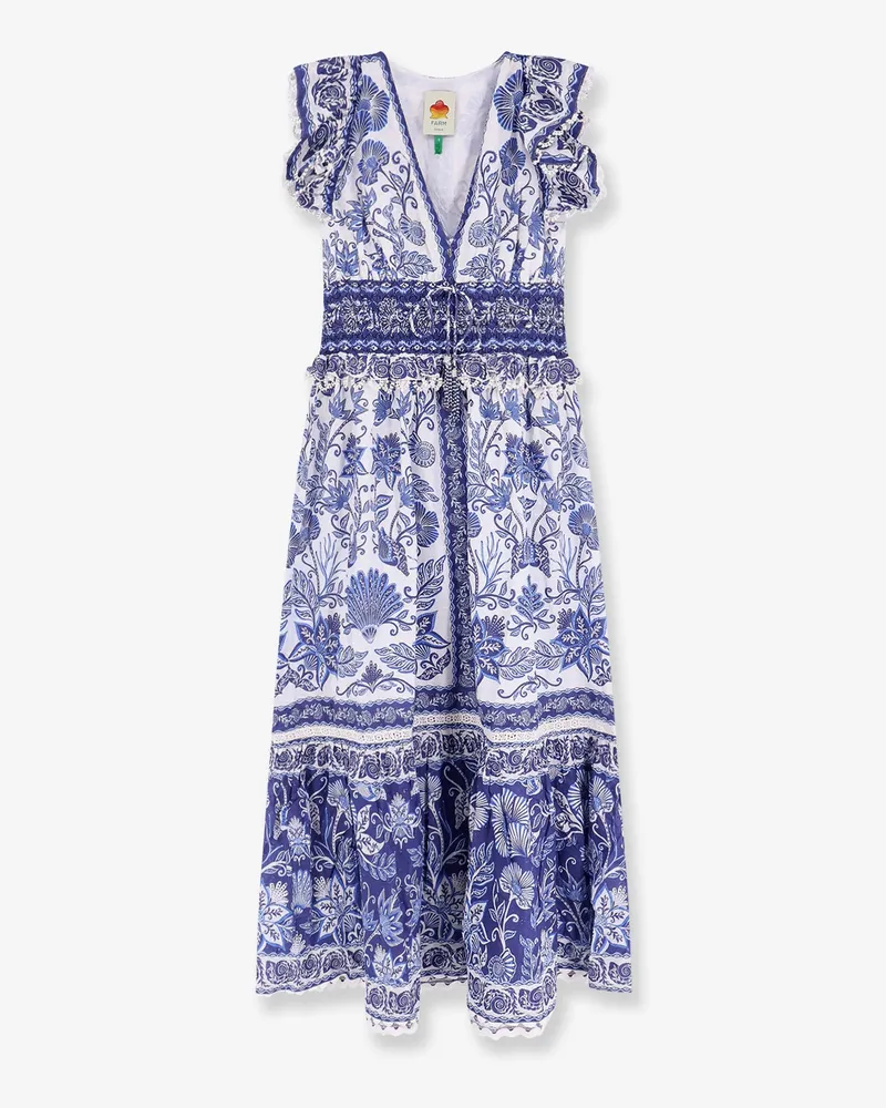 FARM Rio Shell Garden cotton long dress -  - gender_Woman Blue