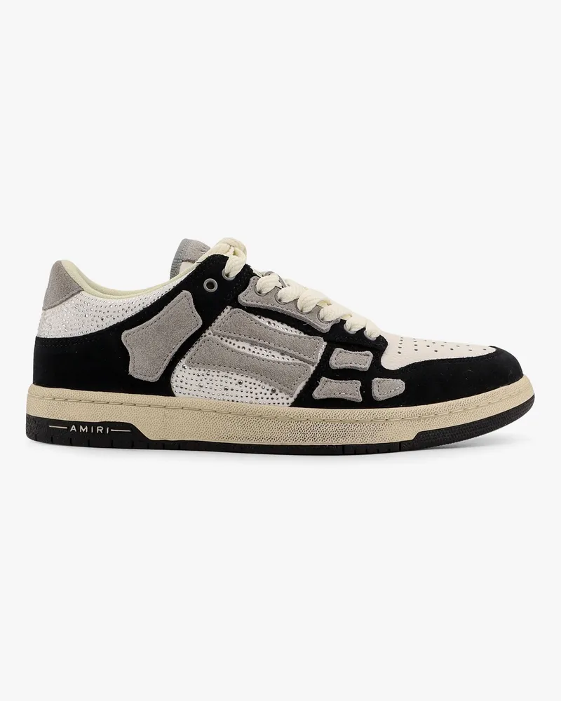 Amiri Crystal skel top low leather and suede sneakers with rhinestones detail -  - gender_Man White