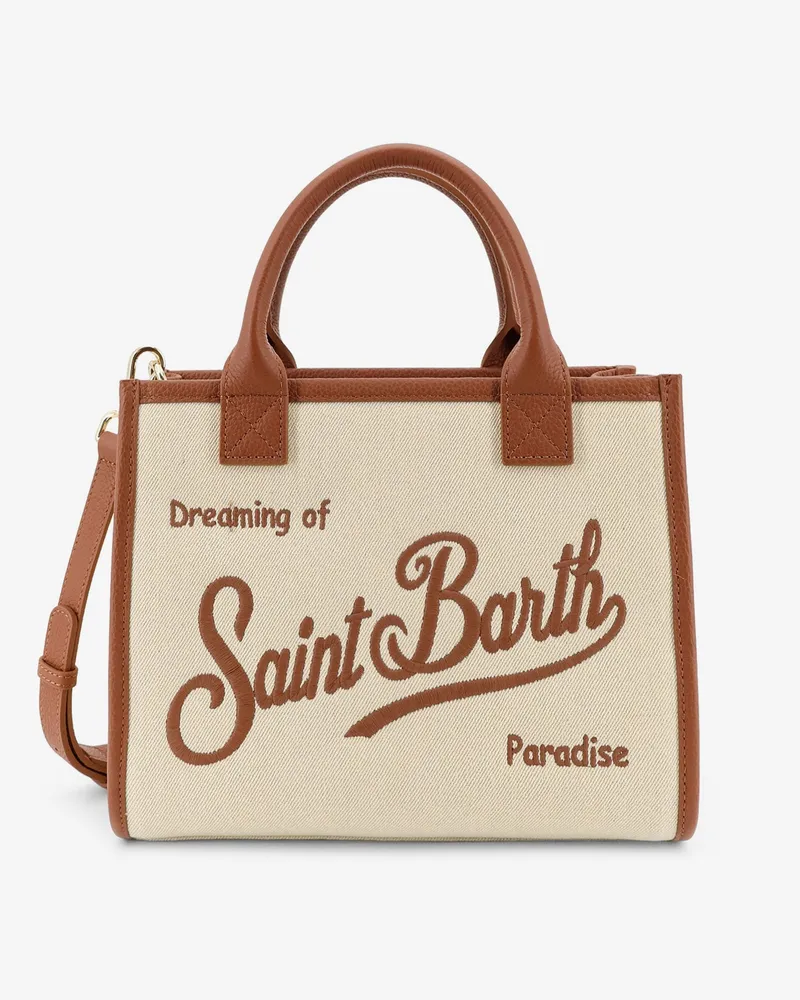 MC2 Saint Barth Midi canvas vanity bag with embroidered logo on the front -  - gender_Woman Beige